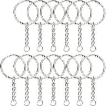 Packung offener Metall-Schlüsselanhänger mit 50 Stück Schlüsselanhänger und 50 Stück offenem (100 Stück)