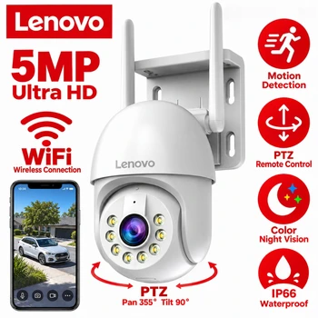 Lenovo 5MP HD PTZ IP-Kamera für den Außenbereich, 5-facher Zoom, automatische Verfolgung, kabellose