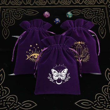 Tarot Lagerung Samt Tasche Kordelzug Wildleder Tasche Brettspiel Karte Stickerei Paket Hexerei Liefert
