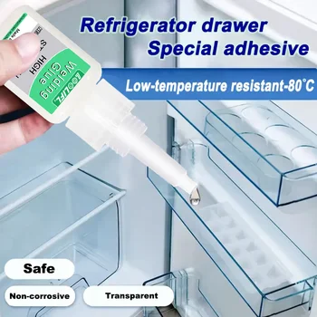 Spezialkleber für Kühlschrank, Superkleber, Kunststoffkleber, Kühlschrankafdichtung, transparent, niedrige