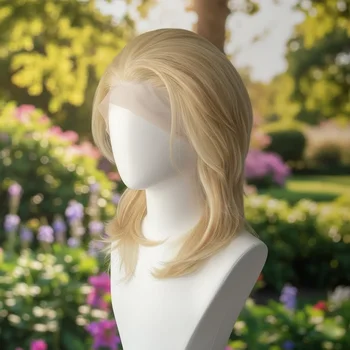613 Blonde Synthetische Lace-Front-Perücken für Frauen, 13x4 Schulterlange Mullet-Perücken für Männer, Cosplay