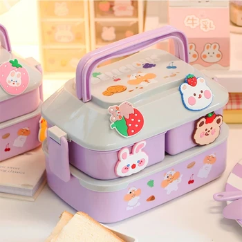 Kawaii Tragbare Lunch Box Für Mädchen Schule Kinder Kunststoff Picknick Bento Box Mikrowelle Lebensmittel Box