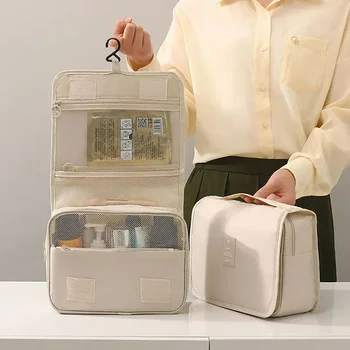 Reise Make-Up Tasche Wasserdichte Toilettenartikel Organizer Frauen Neceser Badezimmer Haken Waschen Beutel