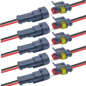 1/2/3/4-polige wasserdichte Steckverbinder, elektrische Schnellverbinder, 10 Stück/5 Sets, mit Kabel, geeignet