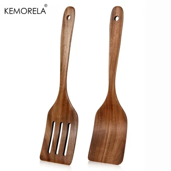 Kochspatel-Set aus Holz - Naturholz zum Backen, Umdrehen, Rühren, kratzfeste, antihaftbeschichtete Pfanne