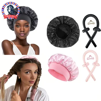 Keine Hitze Haar Curler Und Satin Schlafmütze Set Heatless Haar Curling Stirnband Haar Klaue Clip Haar Ringe