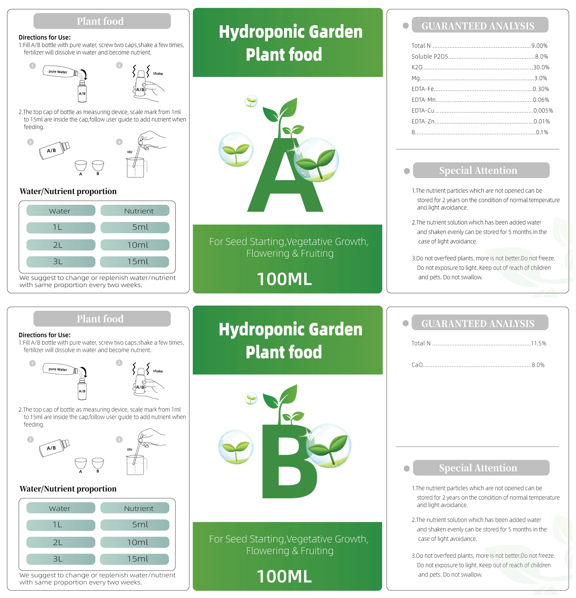 Dünger AB Zweiteiliges Set Hydrokultur-Gartenpflanze – Bild 3