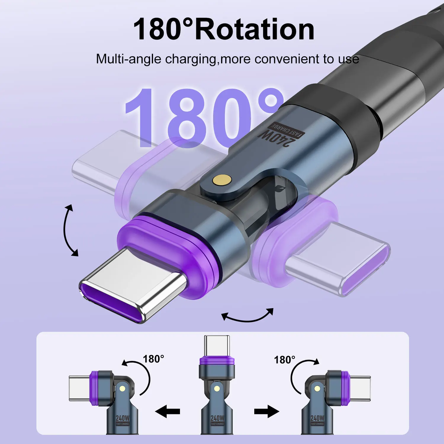 USLION 240 W Typ-C-Adapter, USB-C auf Typ-C-Schnellladekabel – Bild 4