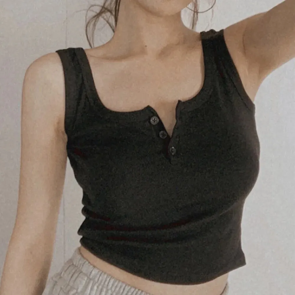 Tank-Top für Damen, gerippt, mit Knopfleiste, ärmellose – Bild 3
