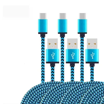 USB Typ C Kabel Datum Sync 2,4 A Schnelle Lade Für Samsung Huawei Android Handy 1M 2M 3M Nylon Geflochtene