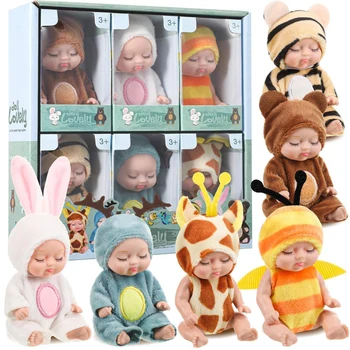 Reborn Puppe Kit Spielzeug Simulation Prinzessin Puppen Spielzeug Mini Nette Schlafende Baby (6 Stück)