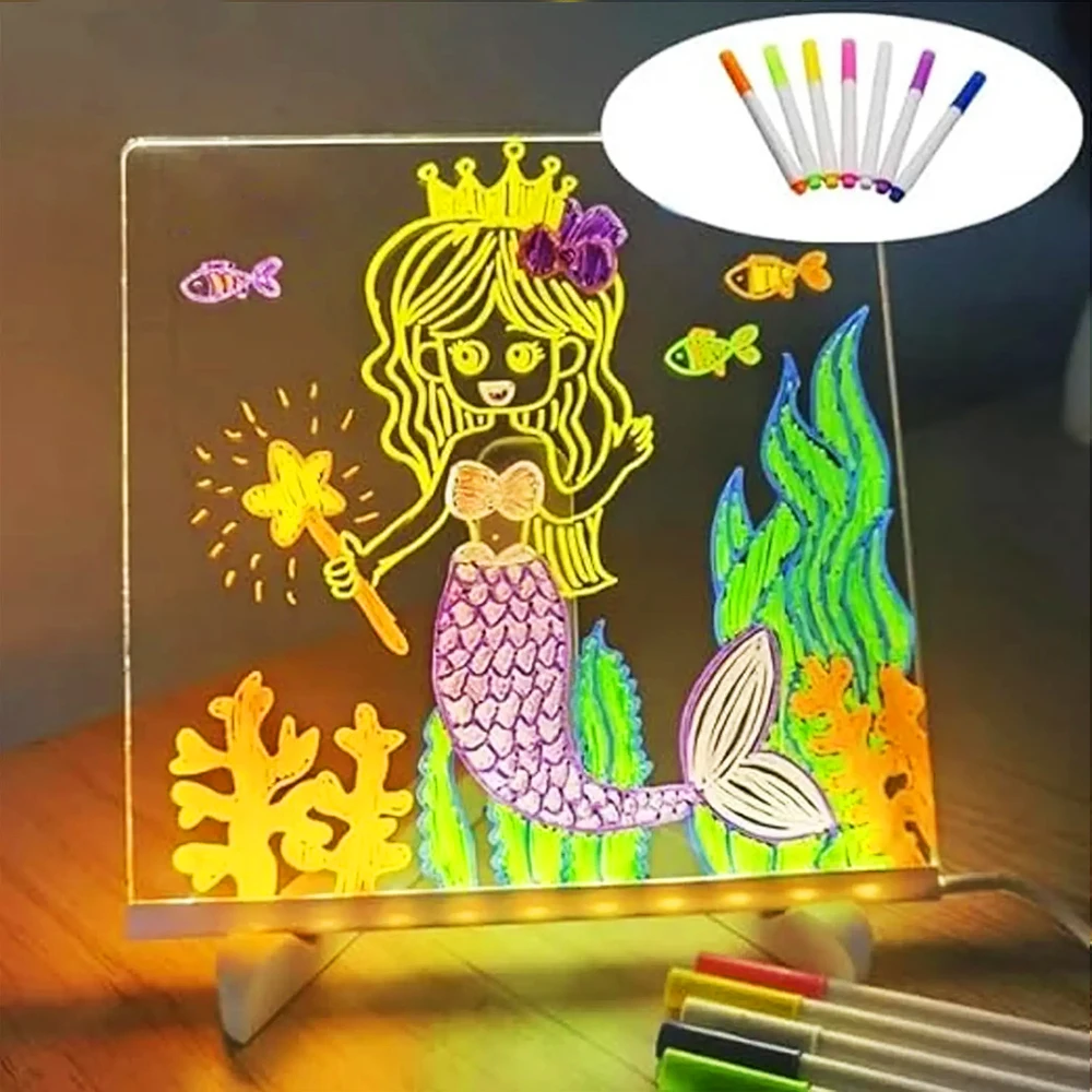 LED-Notiztafel mit Nachtlicht, bunt, 7 Stifte – Bild 4