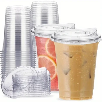 Kunststoff Tasse Ohne Stroh Mund Direkt Trinken Transparente Einweg Kaffee Tasse Geeignet (10 Stück)