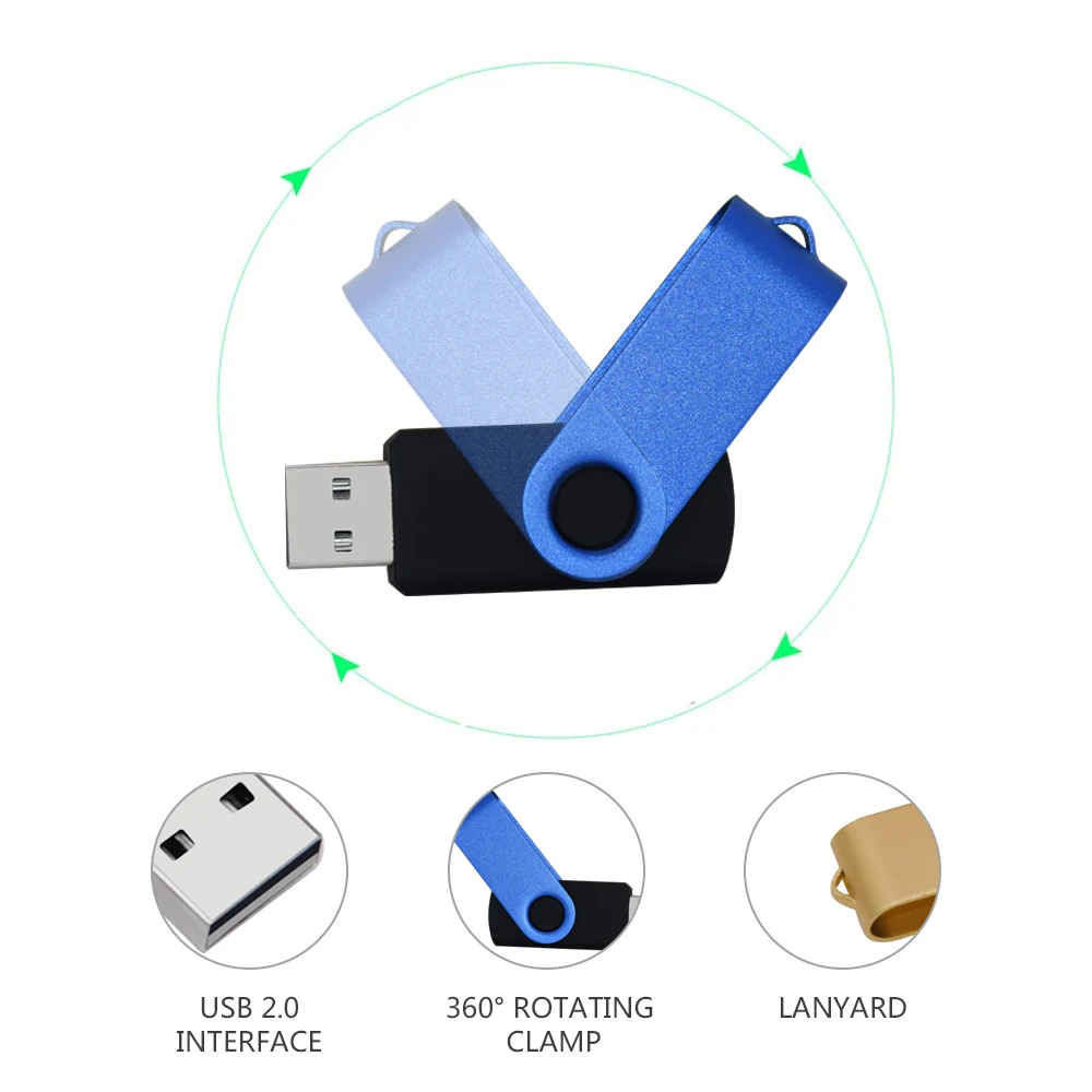 Modischer drehbarer USB 2.0-Stick 128GB 64GB 32GB – Bild 3