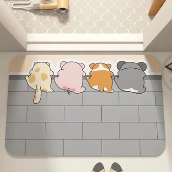 Cartoon Badezimmer weiche Kieselgur Schlamm Bodenmatte, Badezimmer saugfähige Fußmatte, Toilettenspüle