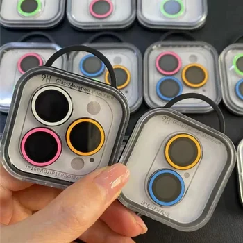 16 17 Pro Max 13 12 Mini 16 15 Plus Leuchtende Kamera Schutz Keramik Objektiv ring Gehärtetes Glas Zurück