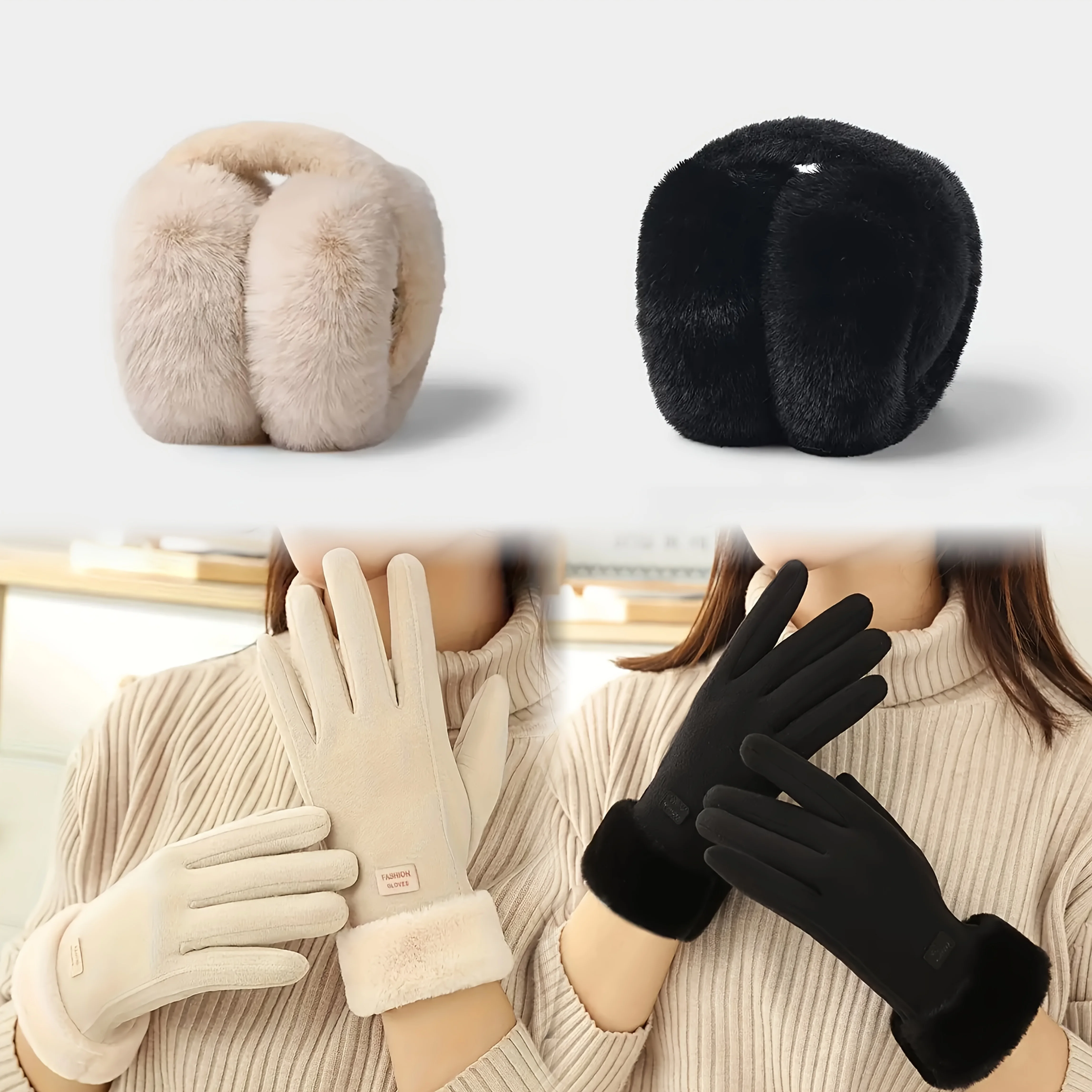 Damen Winter Warme Touchscreen-Handschuhe Plüschgefüttert – Bild 2