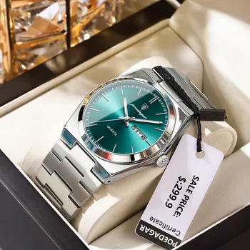 POEDAGAR Luxus herren Uhren Wasserdicht Leucht Datum Woche Männer Uhr Edelstahl Casual Mode Quarz Mann