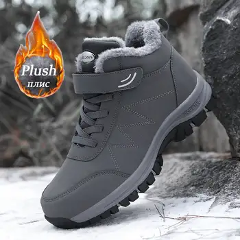 Winter Männer Stiefel Mikrofaser Leder Schnee Stiefel Mann Plüsch Warme Casual Schuh Wasserdicht Männer