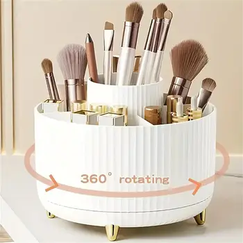 360 ° Rotierender Make-up-Organizer - 1 Stück Kunststoff-Kosmetikaufbewahrung mit 5 Fächern