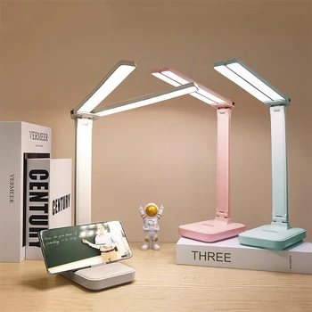 USB-Schreibtischlampe, 3 Stufen dimmbar, Touch-Nachtlicht, USB wiederaufladbar, Augenschutz, faltbare