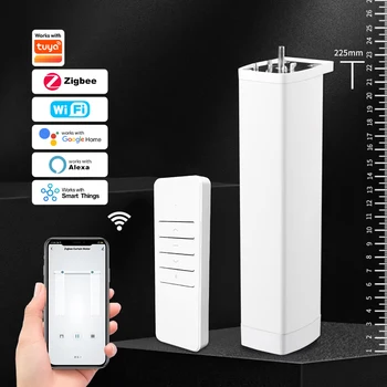 Kompatibel mit Tuya Wifi/Zigbee Elektrischer Vorhang- und Rolladenmotor mit RF-Fernbedienung, 22,5 cm Größe