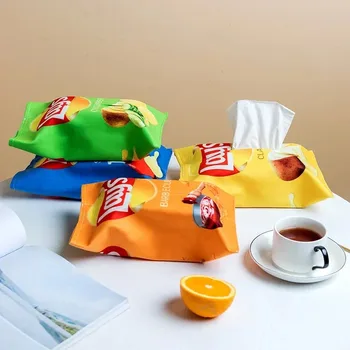 Drei lustige Taschentuchboxen in Kartoffelchip-Verpackungsform, Papierschubladenboxen für Autos