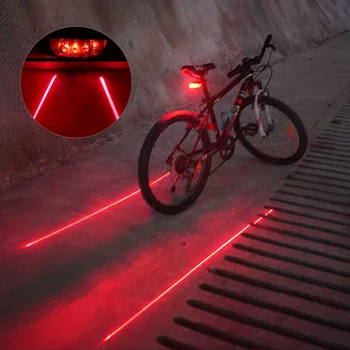 Fahrrad-LED-Leuchten, 2 Laser, 5 LEDs, wasserdicht, Radfahren, Rücklicht, Sicherheitswarnung, Rücklicht, MTB