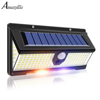 190led solar led licht outdoor garten dekoration wand lampe mit 4 modus ip65 wasserdicht solar bewegungs