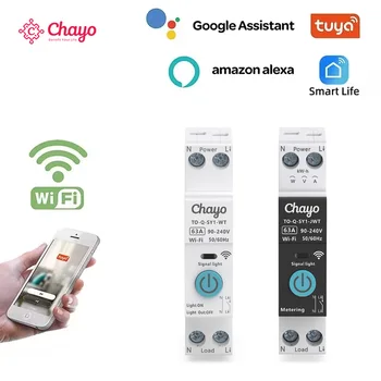 TUYA WIFI Smart Circuit Breaker Power Metering 1P 63A DIN-Schiene für Smart Home drahtlose Fernbedienung Smart