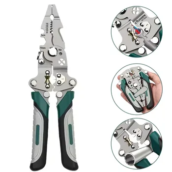 Faltbare 18-in-1-Abisolierzange, Crimpzange - multifunktionale Elektriker-Zange, professionelle