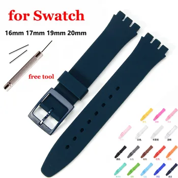 Kautschukarmband für Swatch, buntes Sportarmband, Ersatz-Armband, 16 mm, 17 mm, 19 mm, 20 mm