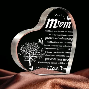 Herz transparente Acryl-Ornamente, Dekorationen, Geschenk für meine Mutter, Geburtstagsgeschenk aus