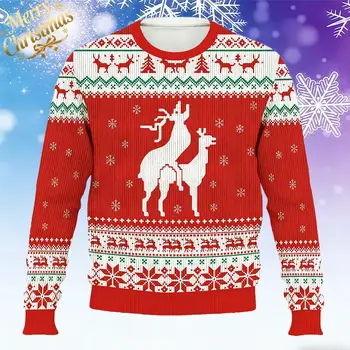 Hässlicher Weihnachtspullover, lustiger, frecher Rentierpullover, Rundhalspullover, Herren-, Damen