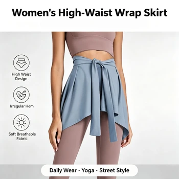 Frauen Einfarbig Yoga Tennis Up Rock Athletisches Training Laufen Binden Wrap Röcke Hüfte Bedecken