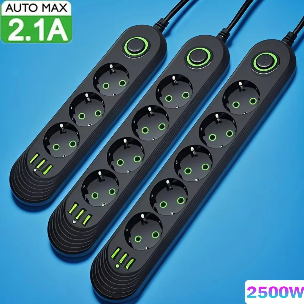 2500W EU-Stecker Mehrfachsteckdose mit Verlängerungskabel