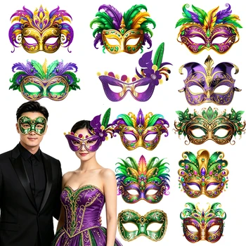 Karnevalsmasken Venezianische Maskerade-Party Vintage Bedruckte Papiermaske Brasilianische
