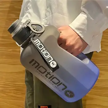 2,4 Liter Sportwasserflasche mit Strohhalm, großes Fassungsvermögen, Fitness mit Skala, Farbverlauf