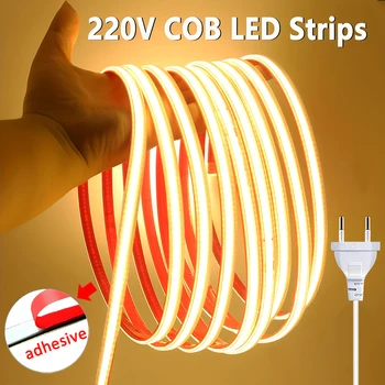 LED-Streifen 220V Selbstklebende COB LED-Lichtbänder Ohne Treiber Flexibles Band für Zimmer Küche