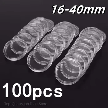 16-40mm transparente runde Münz aufbewahrung sbox Kapseln Sammlung Münz halter Behälter Münz (100 Stück)