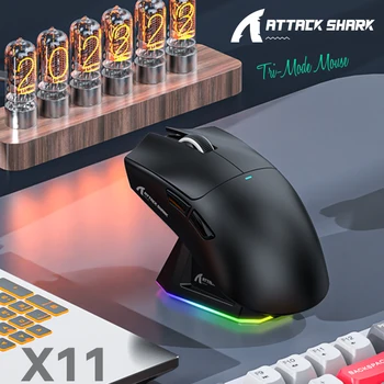 Kabellose Gaming-Maus X11, Tri-Mode, PAW3311, mit Magnet-Ladestation