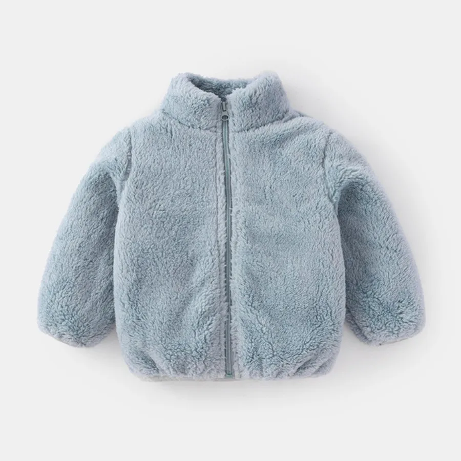 Einfarbig Mode Kinder Plüsch Mantel Herbst Winter Warme Baby – Bild 6