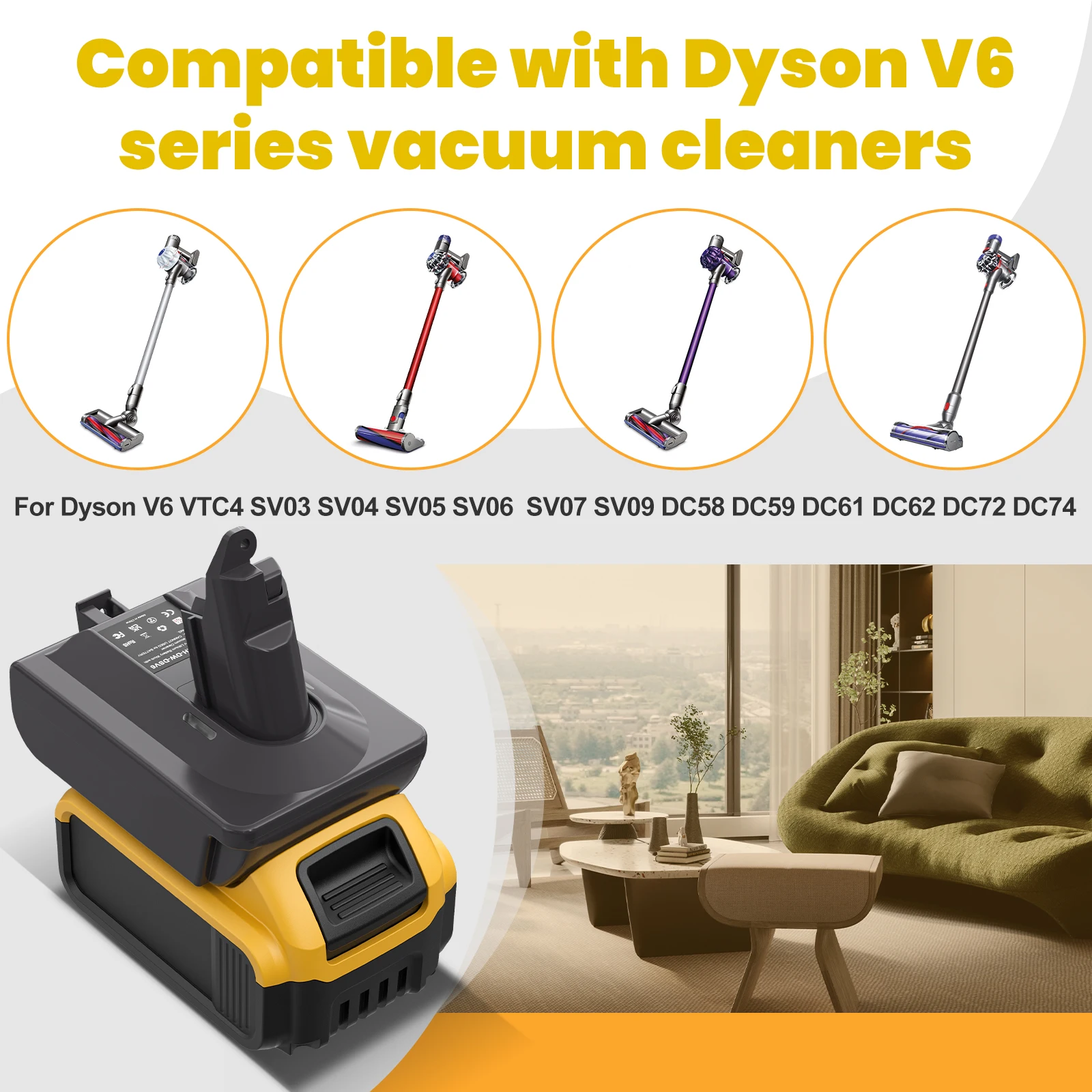Bonacell Batterieadapter für Dewalt DCB200 Akku auf Dyson – Bild 4