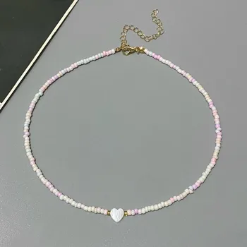 Liebe Herz Anhänger Halsband Halskette Mode Reis Perlen Frauen Hals Schmuck Geschenk für Freund Sommer