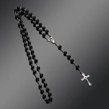 Mode Vintage Kreuz Halskette Rosenkranz Perlen Kette Jesus Kruzifix Jungfrau Maria Anhänger Kette Schmuck