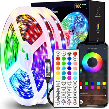 RGB-LED-Streifenlichter, 1-40 m, LED-Raumleuchte mit APP-Steuerung, flexibles Band, Luces-LED-Band für Zimmer