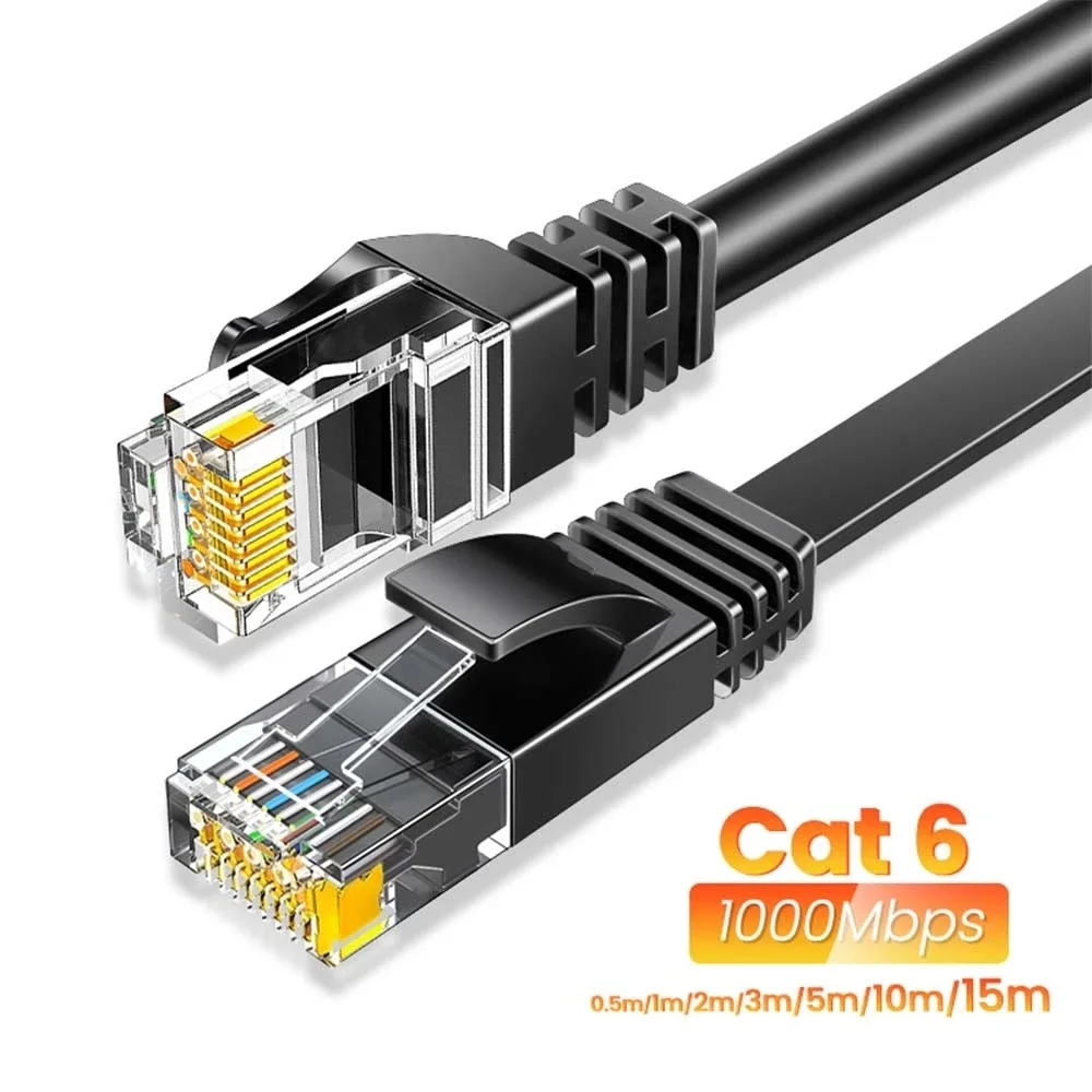 Flaches Cat 6 Netzwerkkabel RJ45, 50 m, für innen und aussen