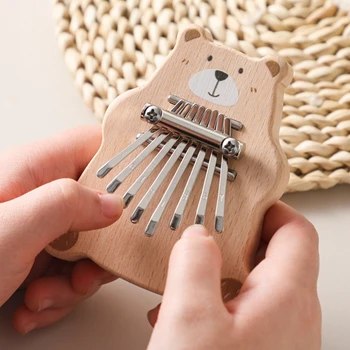 8Key Mini Kalimba Exquisite Finger Klavier Baby Montessori Spielzeug Cartoon Bär Daumen Klavier Tragbare