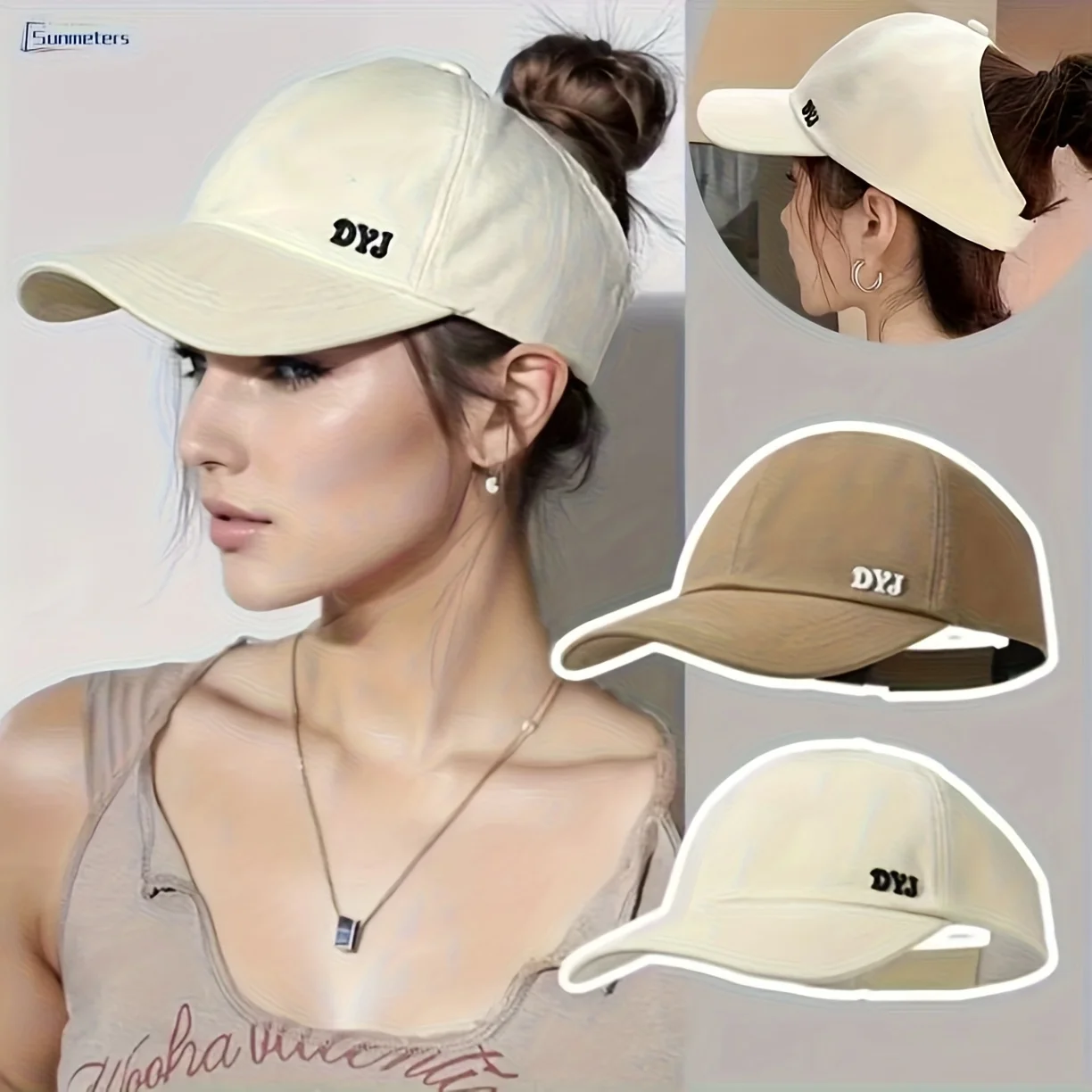 Damen-Baseballkappe im Casual-Stil mit Pferdeschwanz-Öffnung