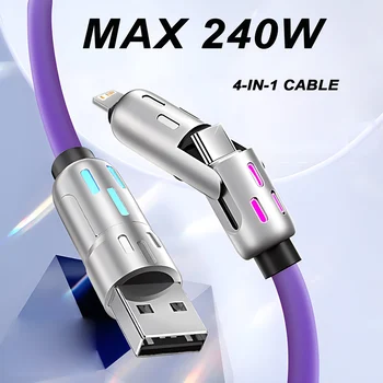 4-IN-1 240 W USB Typ C auf USB C Kabel PD Schnellladekabel für iPhone 16 Pro Max 15 iPad Xiaomi Samsung Tablet